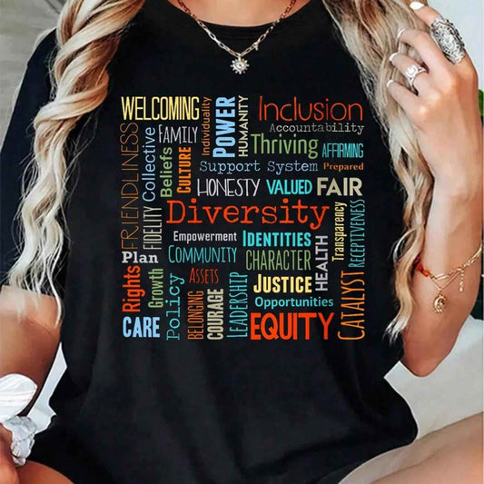 DEI Diversity Equity Inclusion Women's Casual Short Sleeve T-Shirt