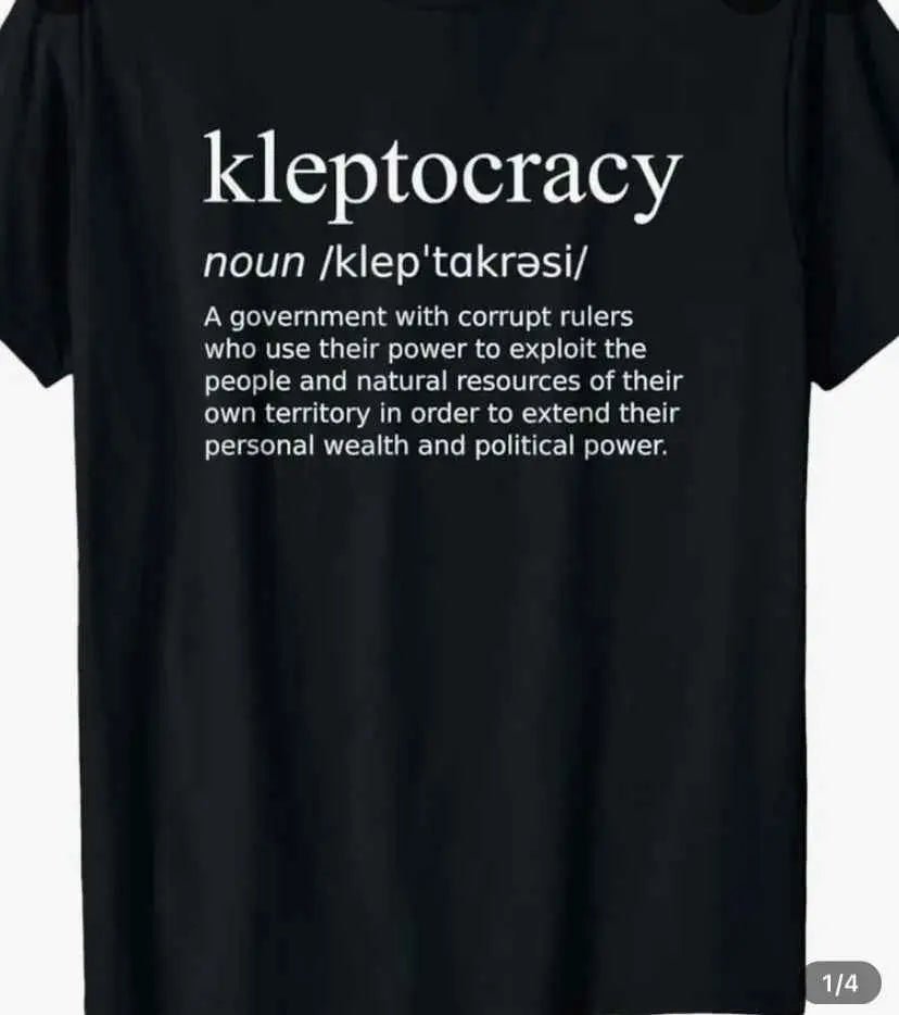 The Definition of Kleptocracy! Help the Red Hats Learn a New Word! On a Black 100% Cotton T-Shirt & Made In The USA! - Grab Them By The Midterms