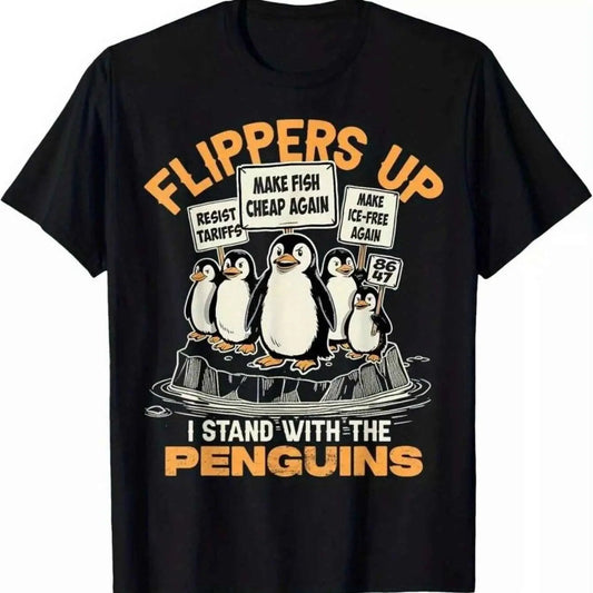 Funny Resist Flippers up Penguins Protest Tariffs T-Shirt - Grab Them By The Midterms