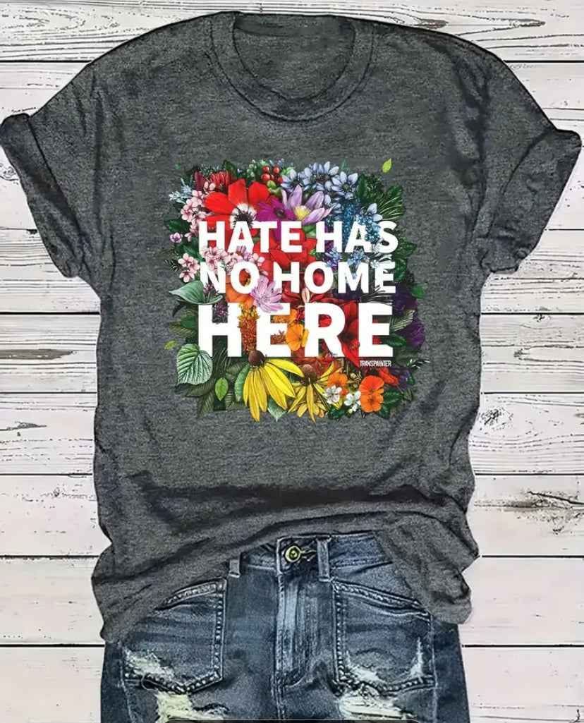 “Hate Has No Home Here” Dark Gray Women’s Protest T-Shirt
