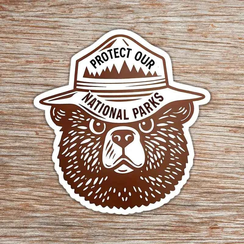 Good Ole Smokey The Bear Protect Our National Parks Sticker - Durable Vinyl Decal for Laptops, Ideal Gift for Conservation & Environmental Advocates