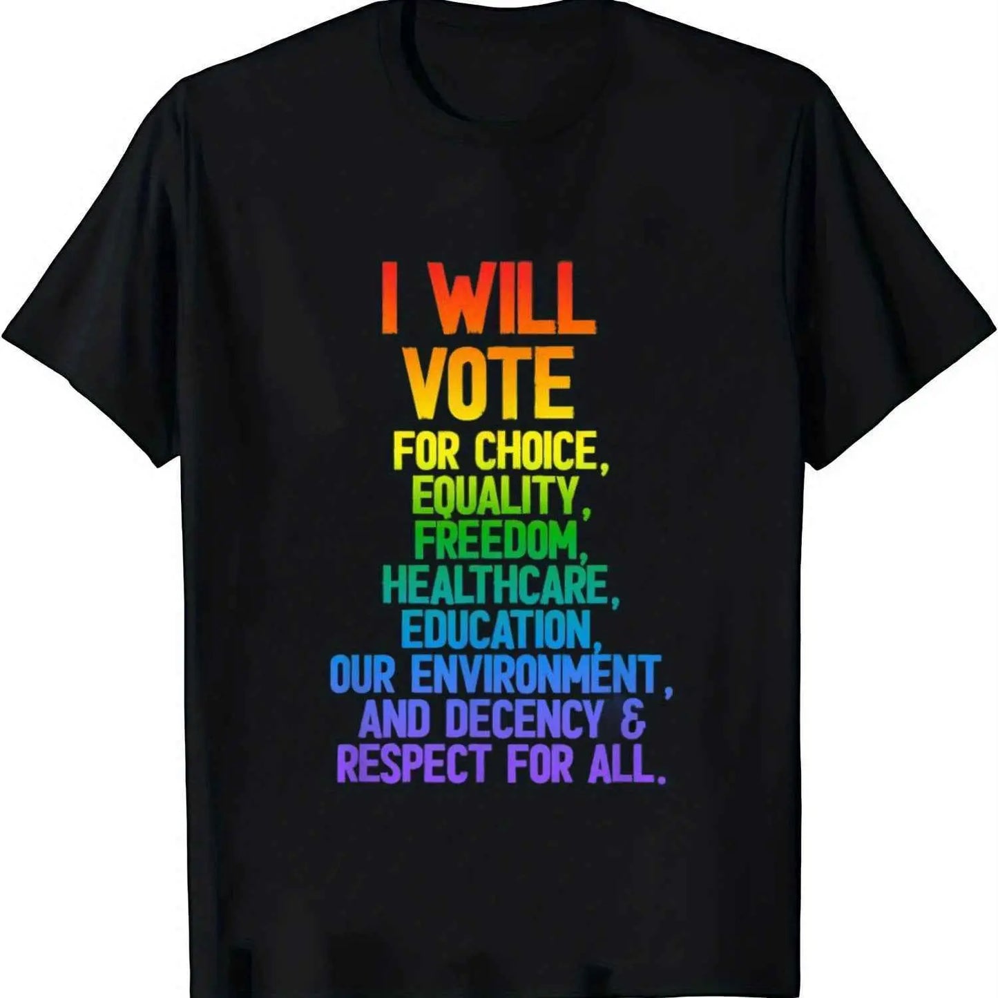 Black Unisex Anti Trump T-Shirt With Rainbow Gradient - Grab Them By The Midterms