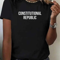 Constitutional Republic Women's Black Cotton T-Shirt for Protests & Errands! - Grab Them By The Midterms