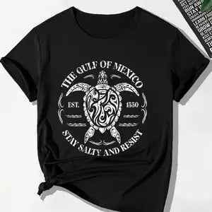 Black Unisex T-Shirt "The Gulf Of Mexico Est 1550, Stay Salty and Resist"