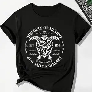 Black Unisex T-Shirt "The Gulf Of Mexico Est 1550, Stay Salty and Resist" - Grab Them By The Midterms