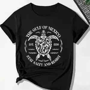 Gulf of Mexico Protest shirt Black Unisex T-Shirt 'The Gulf Of Mexico Est 1550, Stay Salty & Resist' - Grab Them By The Midterms