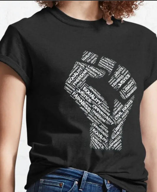 Unisex Black Resistance T-Shirt With Upraised Fist
