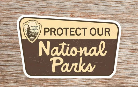 This Beautiful Patch Is A Retro homage to the Old Classic National Parks sign, Imploring everyone to "Protect Our National Parks" - Grab Them By The Midterms