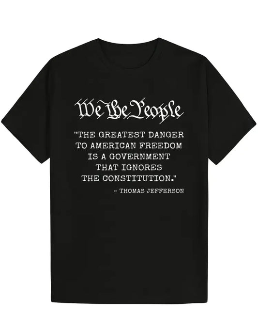 Unisex Black Patriotic T-Shirt With Thomas Jefferson Quote