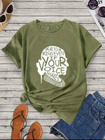 Army Green T-Shirt With Profile of The Notorious RBG Saying "Speak Your Mind Even If Your Voice Shakes" - Grab Them By The Midterms