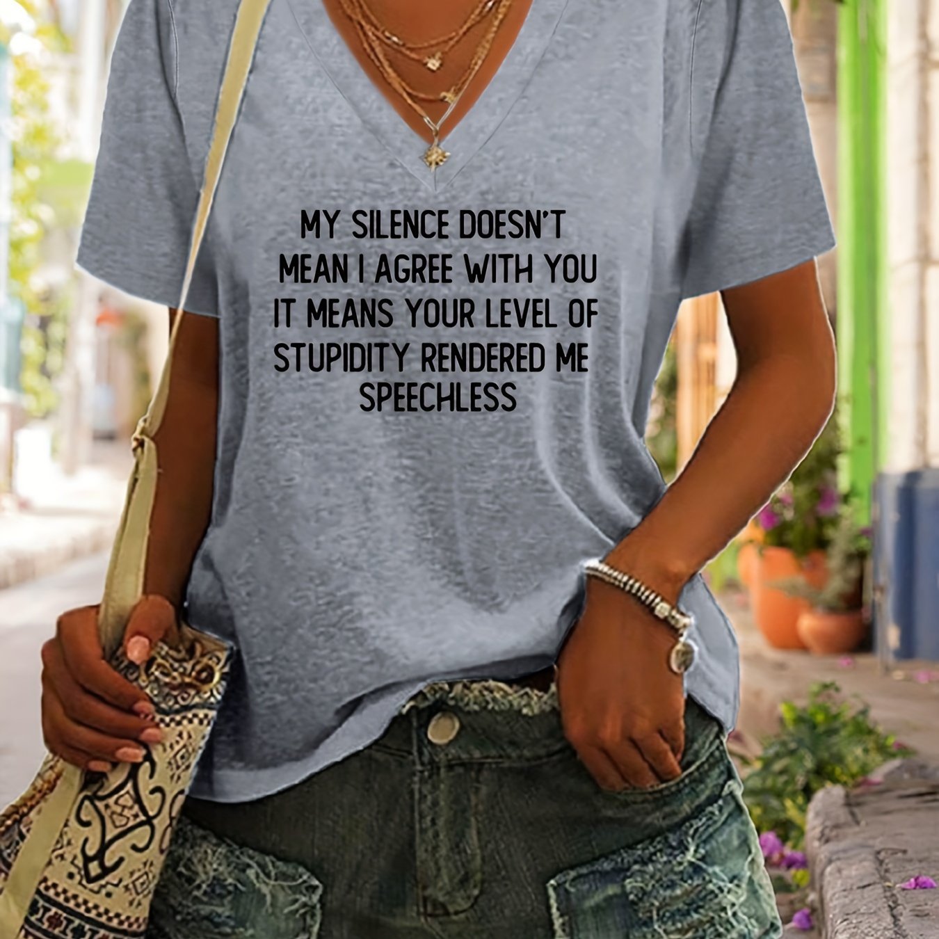"My Silence Doesn't Mean I Agree With You" Women's T-shirt, Casual Short Sleeve Top - Grab Them By The Midterms